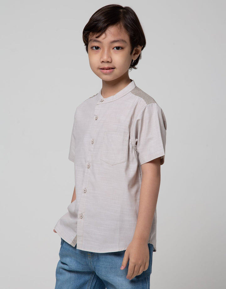 Little M Short Sleeve Kemeja Koko Casual Chambray Slub