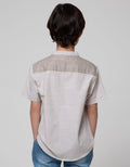 Little M Short Sleeve Kemeja Koko Casual Chambray Slub
