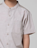 Little M Short Sleeve Kemeja Koko Casual Chambray Slub
