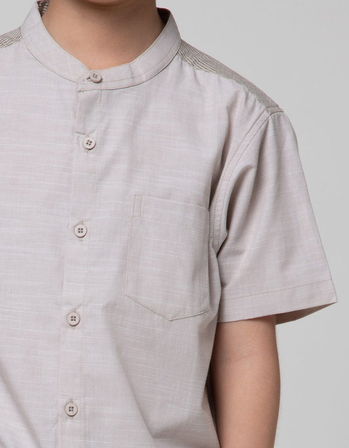 Little M Short Sleeve Kemeja Koko Casual Chambray Slub