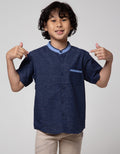 Little M Short Sleeve Kemeja Koko Casual Bahan Sonata