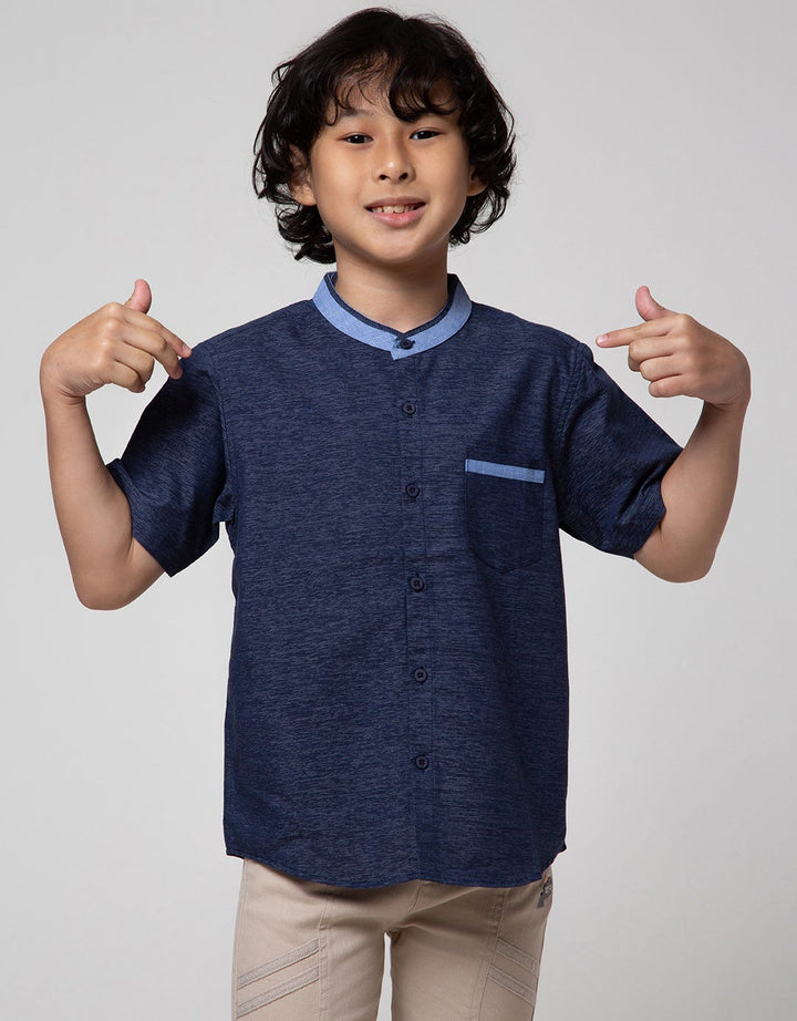 Little M Short Sleeve Kemeja Koko Casual Bahan Sonata