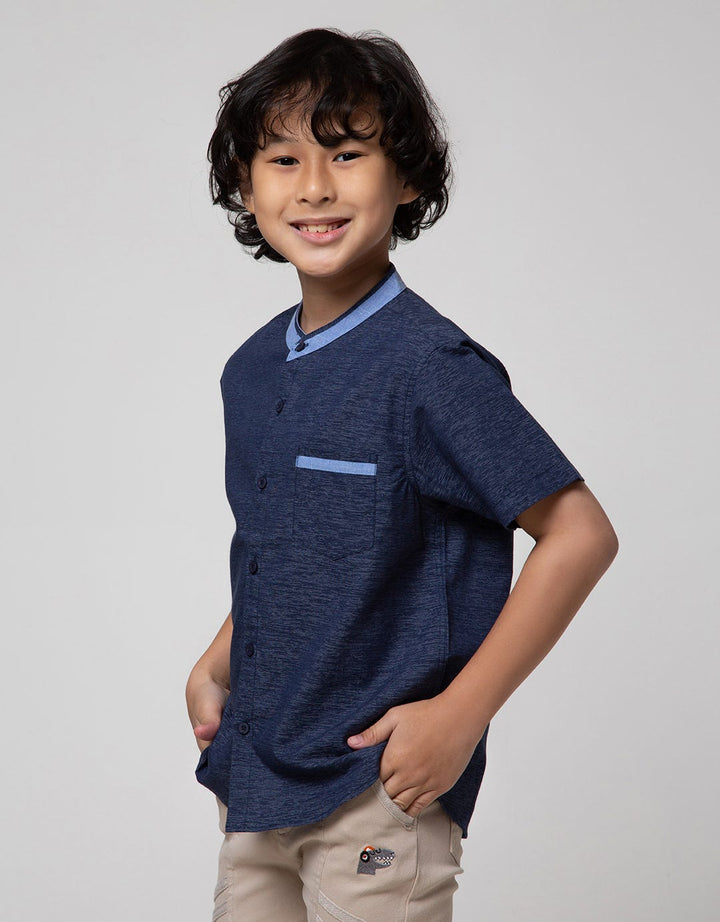 Little M Short Sleeve Kemeja Koko Casual Bahan Sonata