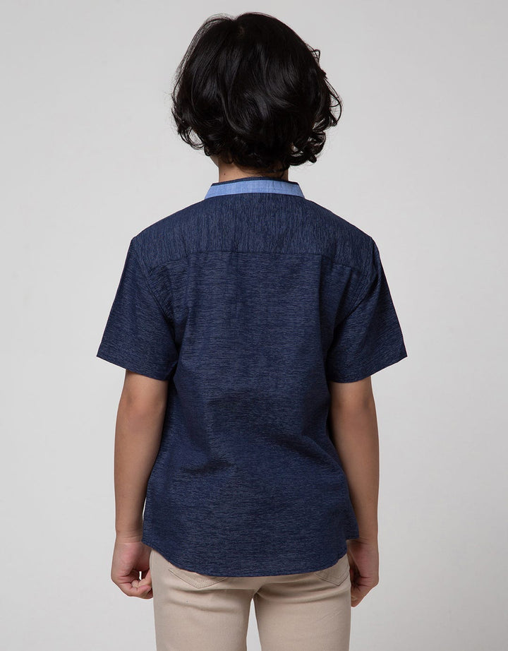 Little M Short Sleeve Kemeja Koko Casual Bahan Sonata
