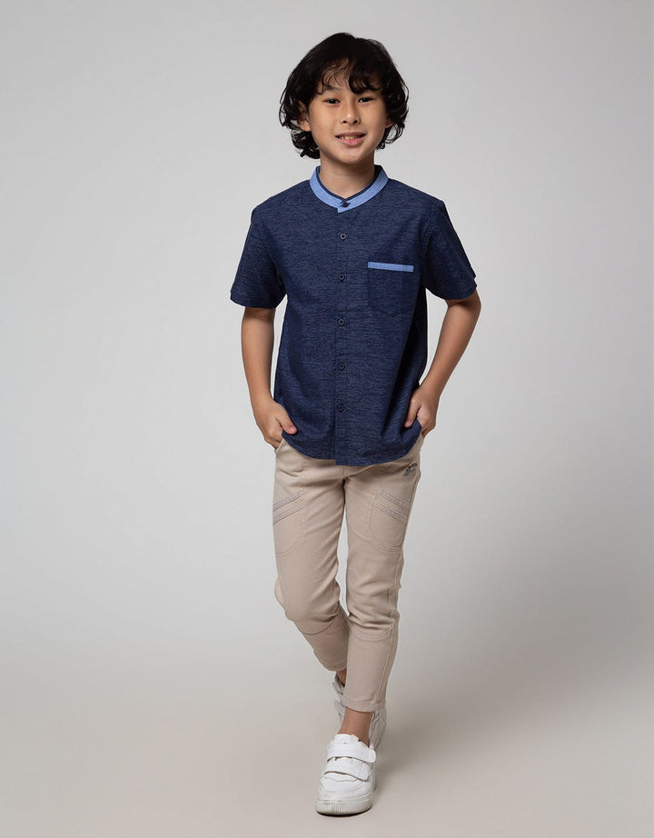 Little M Short Sleeve Kemeja Koko Casual Bahan Sonata