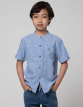 Little M Short Sleeve Kemeja Koko Casual Texture Slub Yarndyed