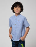 Little M Short Sleeve Kemeja Koko Casual Seasonal Chambray Print