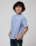 Little M Short Sleeve Kemeja Koko Casual Seasonal Chambray Print
