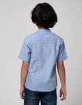 Little M Short Sleeve Kemeja Koko Casual Seasonal Chambray Print