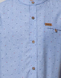 Little M Short Sleeve Kemeja Koko Casual Seasonal Chambray Print