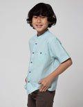 Little M Short Sleeve Shirt Koko Casual Stripe Oxford Slub