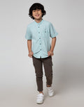 Little M Short Sleeve Shirt Koko Casual Stripe Oxford Slub