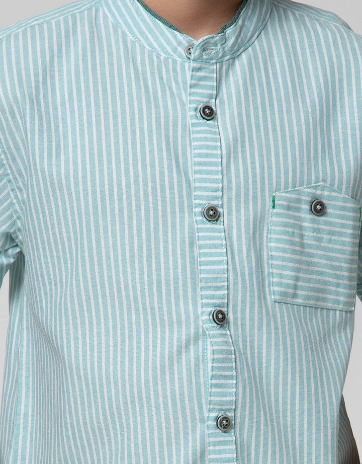 Little M Short Sleeve Shirt Koko Casual Stripe Oxford Slub