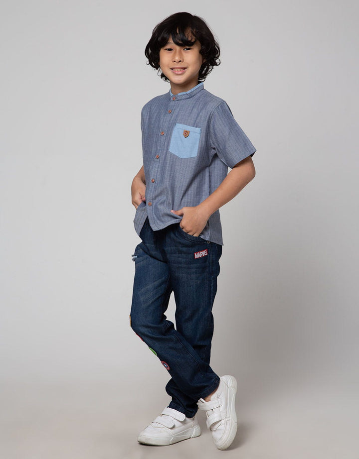 Little M Heringbone Baju Koko Anak Laki-Laki