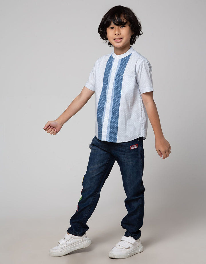 Little M Bordir Print Baju Koko Anak Laki-Laki