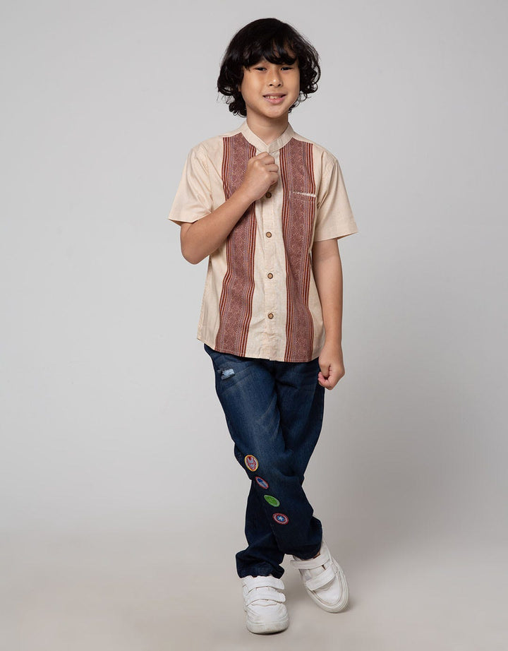 Little M Bordir Print Baju Koko Anak Laki-Laki