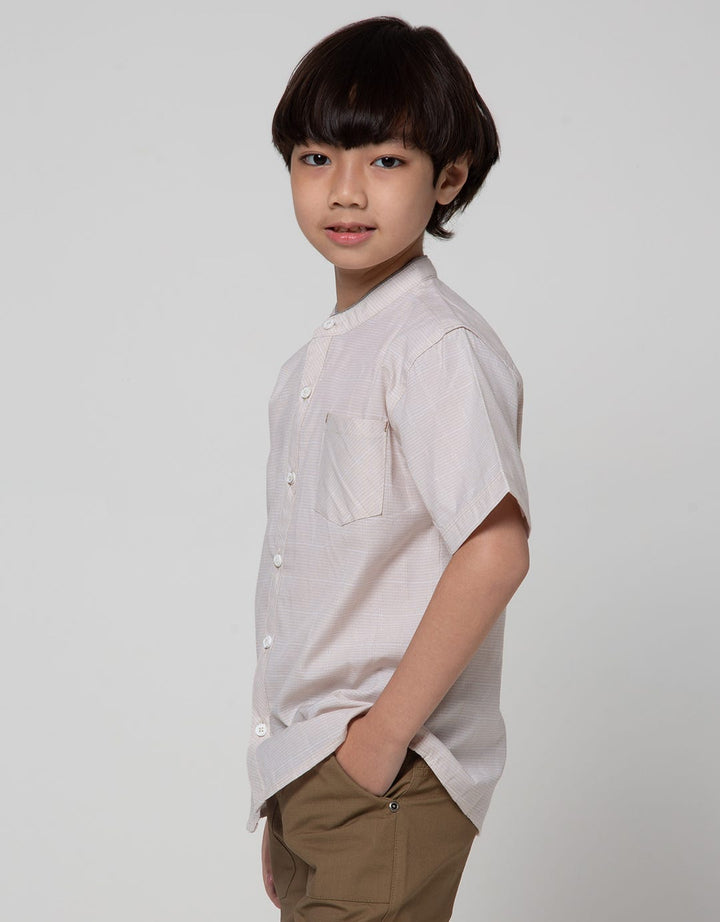 Little M Short Sleeve Shirt Koko Casual Dobby Slub Twinning