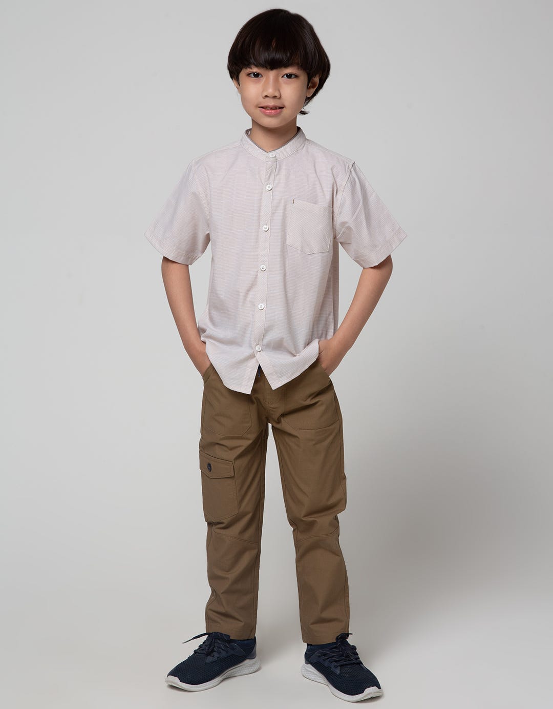 Little M Short Sleeve Shirt Koko Casual Dobby Slub Twinning