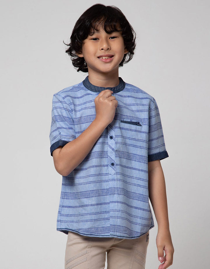 Little M Short Sleeve Kemeja Koko Seasonal Stripe Texture