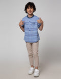Little M Short Sleeve Kemeja Koko Seasonal Stripe Texture