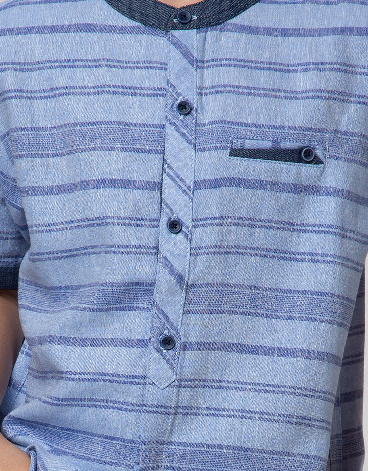 Little M Short Sleeve Kemeja Koko Seasonal Stripe Texture