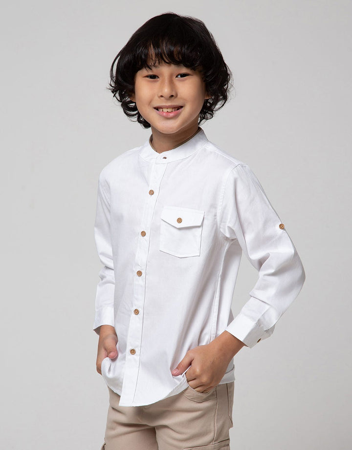 Little M Long Sleeve Kemeja Koko Casual Solid Pique