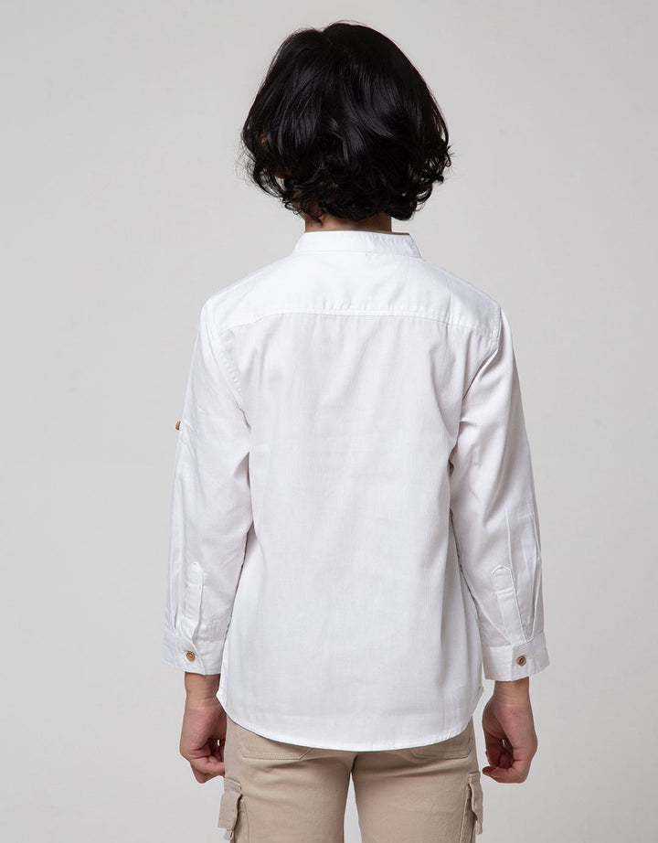 Little M Long Sleeve Kemeja Koko Casual Solid Pique