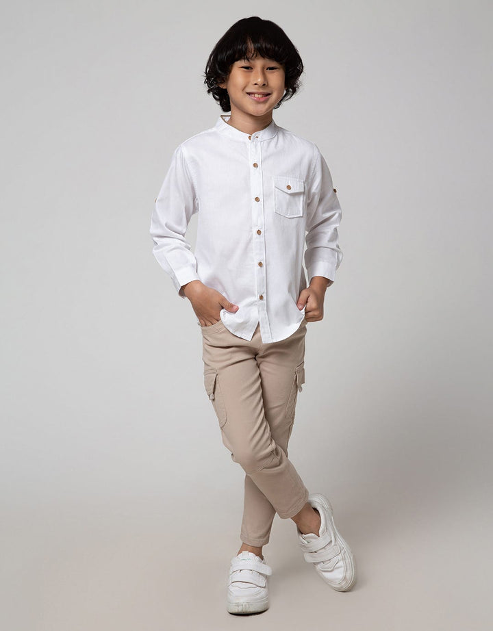 Little M Long Sleeve Kemeja Koko Casual Solid Pique