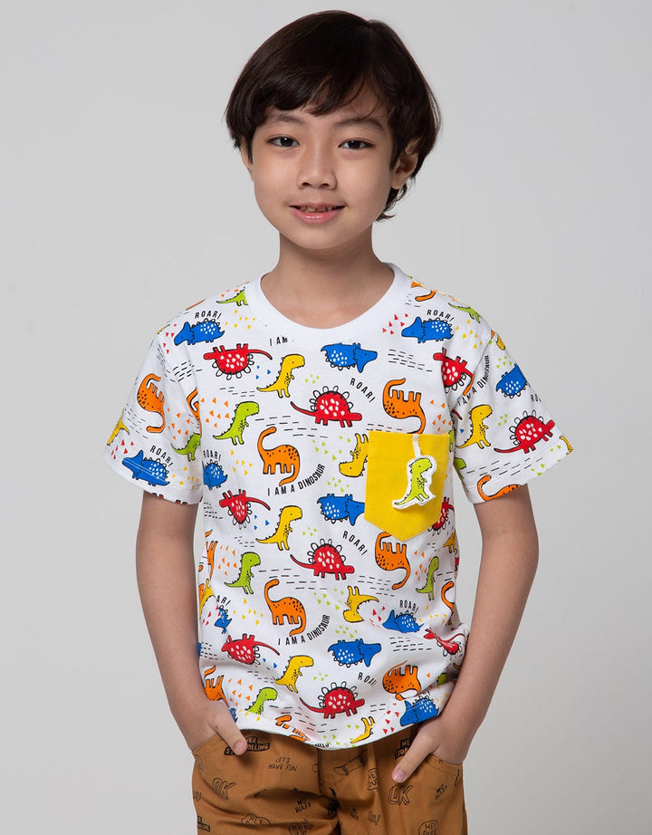 Little M Dino Hang Kaos Anak Laki-laki