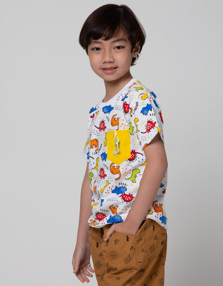 Little M Dino Hang Kaos Anak Laki-laki