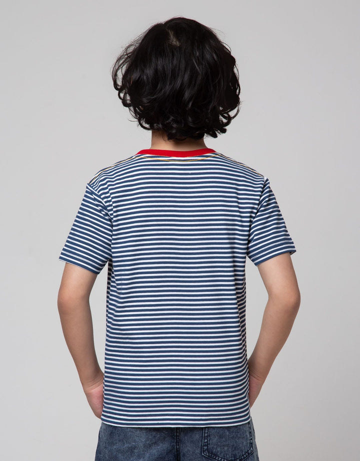 Little M Stripe Bordir Kaos Anak Laki-Laki