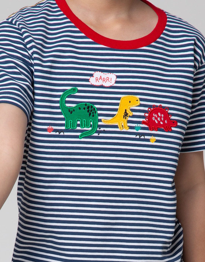 Little M Stripe Bordir Kaos Anak Laki-Laki
