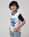 Little M Short Sleeve T-Shirt Print Brave Kid Stripe Bordir