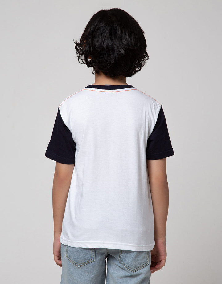 Little M Short Sleeve T-Shirt Print Brave Kid Stripe Bordir