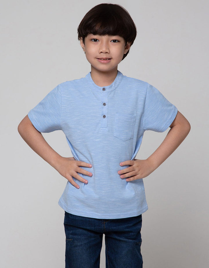 Little M Short Sleeve T-Shirt Henley Lacoste Slub