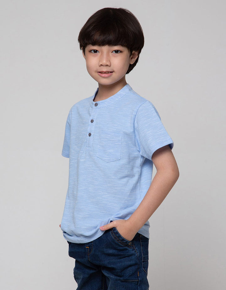 Little M Short Sleeve T-Shirt Henley Lacoste Slub
