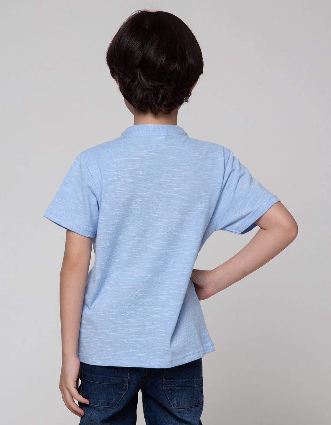 Little M Short Sleeve T-Shirt Henley Lacoste Slub