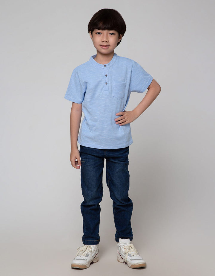 Little M Short Sleeve T-Shirt Henley Lacoste Slub