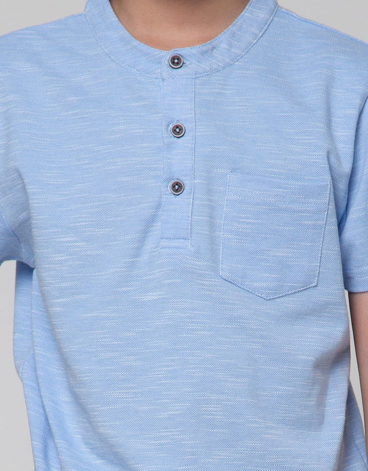Little M Short Sleeve T-Shirt Henley Lacoste Slub