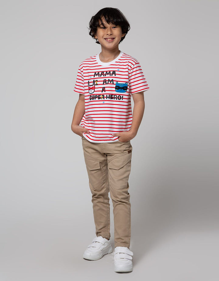 Little M Short Sleeve T-Shirt Print Sripe Mama Im A Superhero Aplikasi