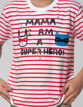 Little M Short Sleeve T-Shirt Print Sripe Mama Im A Superhero Aplikasi