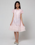 Kidz Too Short Sleeve Midi Dress Tangan Kerut Fullprint Star