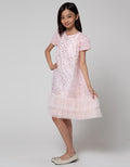 Kidz Too Short Sleeve Midi Dress Tangan Kerut Fullprint Star