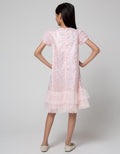 Kidz Too Short Sleeve Midi Dress Tangan Kerut Fullprint Star
