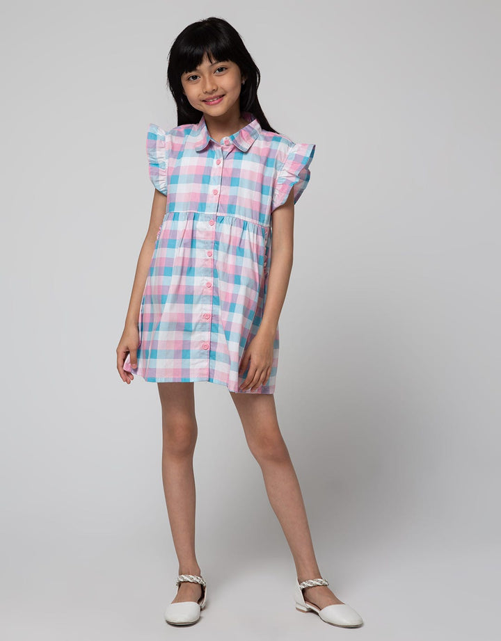 Little M Checks Print Dress Anak Perempuan