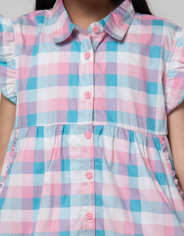 Little M Checks Print Dress Anak Perempuan