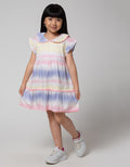 Little M Short Sleeve Midi Dress Woven Gradasi Kerah Aplikasi Pompom