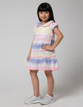 Little M Short Sleeve Midi Dress Woven Gradasi Kerah Aplikasi Pompom