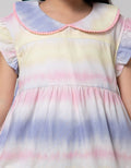 Little M Short Sleeve Midi Dress Woven Gradasi Kerah Aplikasi Pompom