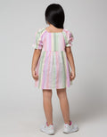 Little M Short Sleeve Midi Dress Woven Salur Lengan Balon